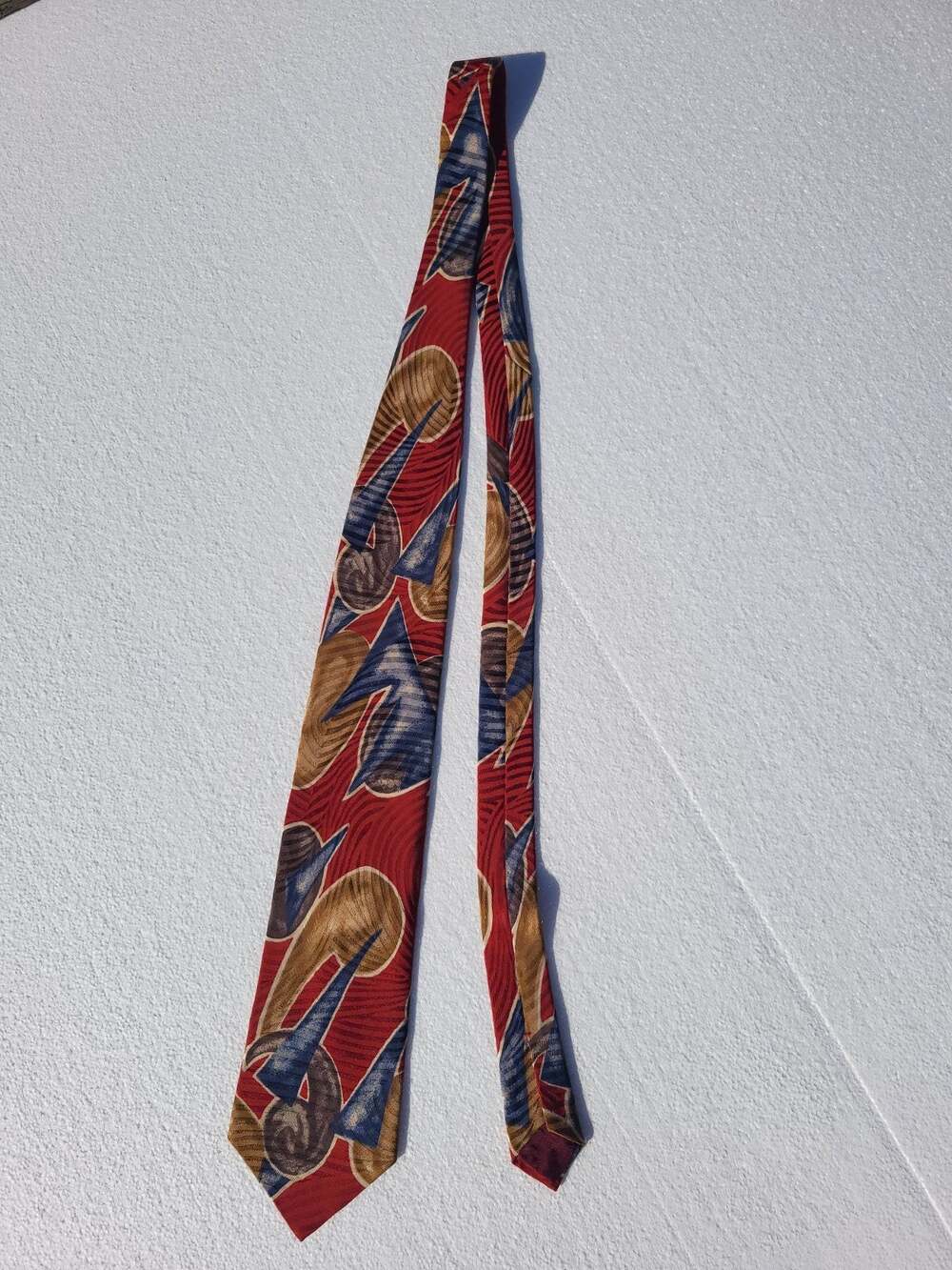 Guffey's Of Atlanta 100% Silk Neck Tie Burgundy Geometric Print Made In Italy